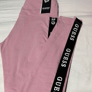 GUESS Pink Leggings with Black Logo Side Tape